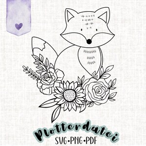 花の花束 svg ベクトルを持つプロッター ファイル キツネ