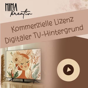 May include: A digital TV background with a floral design featuring a woman's face. The background is available for commercial use. The text "Kommerzielle Lizenz Digitaler TV-Hintergrund" is displayed on the image.