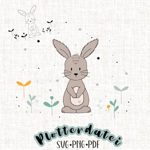 Plotterdatei Hase auf Wiese, Osterhase, Häschen, Plotten für Kinder