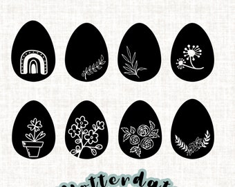 Fichier traceur Œufs de Pâques floraux, œuf de Pâques de fleurs sauvages
