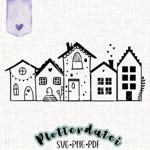 File plotter, case, fila di case, villaggio, SVG