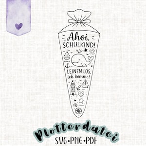 File del plotter conico scolastico per l'iscrizione a scuola - Ahoy scolaro - Andiamo, sto arrivando - SVG PNG PDF