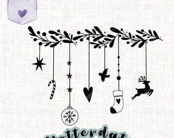 Plotter file Christmas garland, window picture