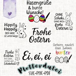 Easter plotter file – Bunny greetings, Happy Easter, egg, egg, egg & more – SVG, PNG, PDF