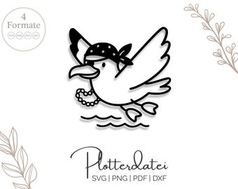 Arquivo de plotter gaivota pirata – arquivo SVG marítimo para crianças, decoração DIY, camisa e imagem de janela