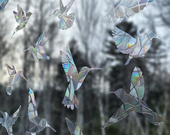 Hummingbird window cling, stop bird strikes, rainbow maker prism, suncatcher, decal