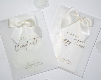 Bow Confetti Bags | For Your Happy Tears | Wedding Bags | Wedding Paper Bags | Tissue Packets