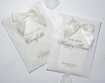 Bow Confetti Bags | For Your Happy Tears | Wedding Bags | Wedding Paper Bags | Tissue Packets