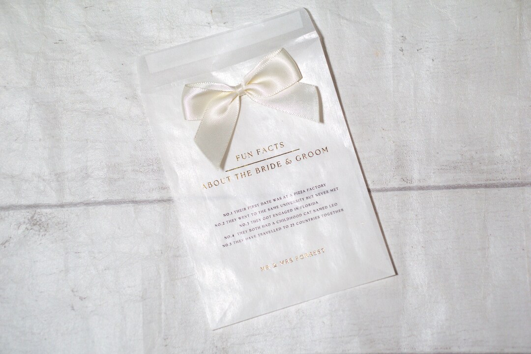 Fun Facts Wedding Confetti Bags Bow for Your Happy Tears Etsy