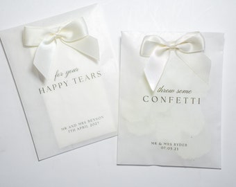 Bow Confetti Bags | For Your Happy Tears | Wedding Bags | Wedding Paper Bags | Tissue Packets