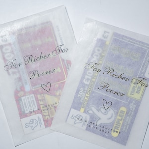 Pour plus riche pour plus pauvre porte-cartes à gratter pour mariage | Lots de loterie | Sacs plus riches ou plus pauvres | Sacs de loto pour mariage | Sacs pour cadeaux de mariage