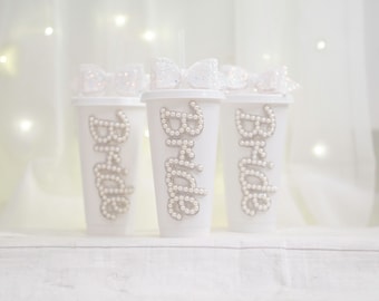 BRIDE MRS Cold Cup | Pearl Bride Cup | Bridal Cup | Hen Party Cup | Bride Gift | 24oz Cold Cup Tumbler