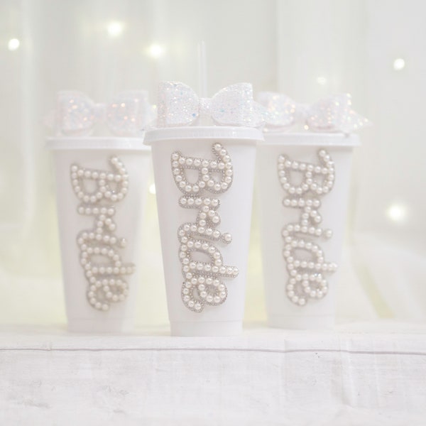 BRIDE MRS Cold Cup | Pearl Bride Cup | Bridal Cup | Hen Party Cup | Bride Gift | 24oz Cold Cup Tumbler