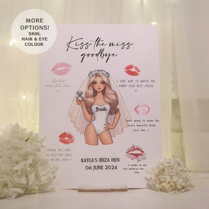 Despedida de soltera con besos / Libro de visitas para despedida de soltera / Recuerdo de despedida de soltera / Libro de visitas alternativo / Regalo de despedida de soltera / Regalo para novia