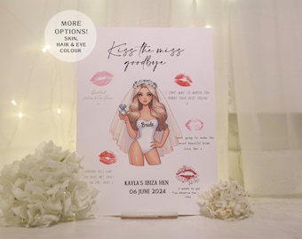 Personalised Kiss the Miss Goodbye Hen Party Guest Book Alternative