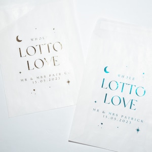 Porta biglietti da grattare Celestial Wedding / Pacchetti della lotteria / A Whole Lotto Love Bags / Sacchetti della lotteria nuziale / Sacchetti Celestial Wedding