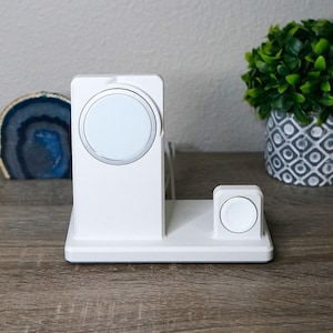 Upright MagSafe iPhone and Apple Watch Holder for Charging (3D Printed)