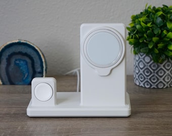 Upright MagSafe iPhone and Apple Watch Holder for Charging (3D Printed)