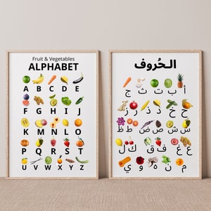 Arabic English Alphabet Education Printable · Homeschool Resources Montessori Learning - Preschool · Classroom Wall Art · Nursery Display