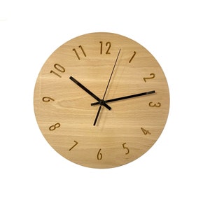 Holzwanduhr, Buchenuhr, moderne Uhr, moderne Wanduhr, runde Wanduhr, minimalistische Uhr, Größe: 12&#39;&#39; / 31 cm