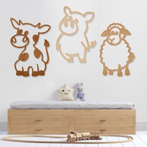 Farm animals. Wooden animals, Animal children, Children&#39;s room, Colorful animals, Wall decoration,