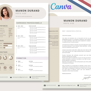 Canva - Plantilla de CV y carta de presentación de Francia francesa, original, moderna, legible, organizada / Curriculum vitae editable en Canva