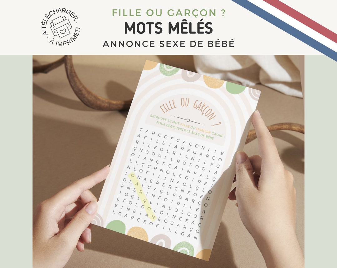 Mots mêlés Annonce Fille ou Garçon version simple / Révélation sexe