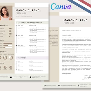 Canva - Plantilla de CV y carta de presentación de Francia francesa, original, moderna, legible, organizada / Curriculum vitae editable en Canva