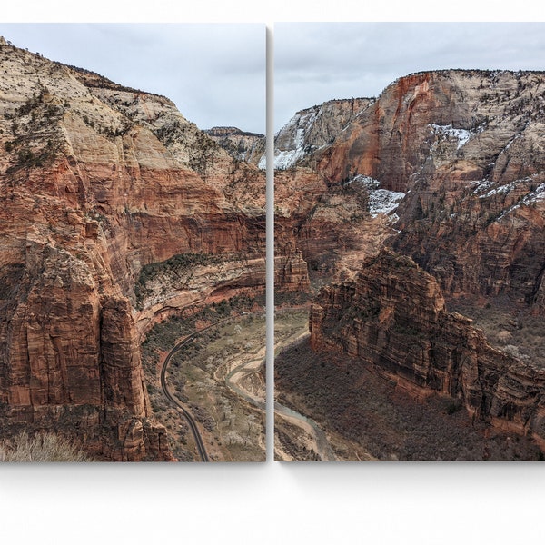 Zion National Park Print, Landscape Photography, Digital Download, Two Piece Wall Art, Canyon View