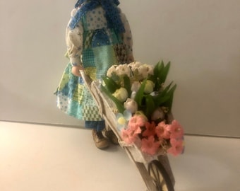 Rare Holly Hobbie With Wheelbarrow With Flowers