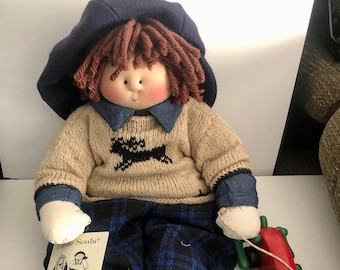 Little Souls One Of A Kind 24&quot; Plush Doll &quot;Victor&quot; With Wooden Toy Created By Gretchen Wilson 1999