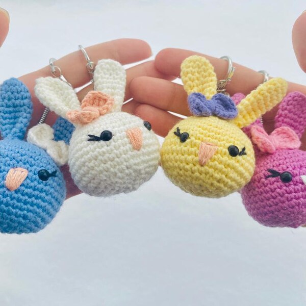 Porte-clés au crochet Amigurumi | Porte-clés lapin fait main | Sac à main, accessoires de sac à dos | Meilleur cadeau