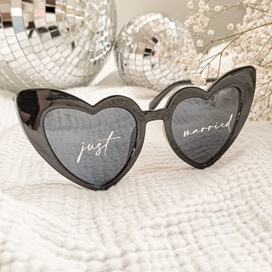 Lunettes coeur personnalisées Sticker autocollant lunettes coeur pour mariage, photobooth, anniversaire lunettes noires