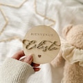 Welcome baby card - custom wooden sign product logo