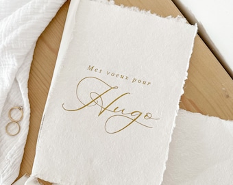 Livret de vœux personnalisable pour mariage - en papier coton