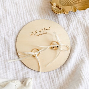 Personalized engraved wooden wedding ring holder - for wedding ceremony, civil partnership, vow renewal