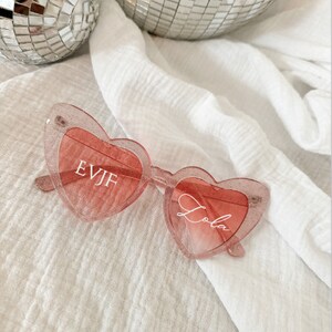 Lunettes coeur personnalisées Sticker autocollant lunettes coeur pour mariage, photobooth, anniversaire lunettes roses