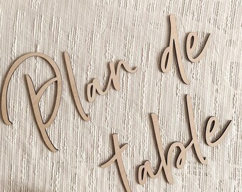 Words, names, adhesive wooden letters - customizable lettering for wedding, christening, birthday, or business decorations