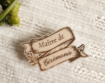 Badge maître ou maitresse de cérémonie - badge officiante ou officiant mariage, baptême, pacs, anniversaire