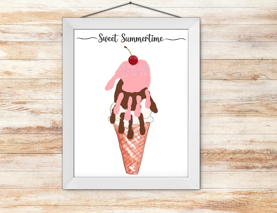 Summer Handprint Art Ice Cream Cone Handprint Craft - Etsy