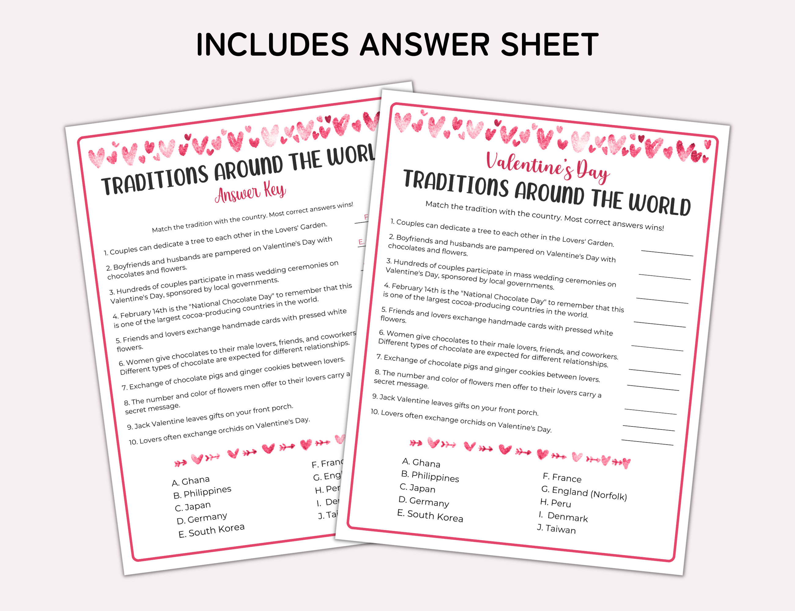 Valentines Day Trivia Game, Traditions Around the World Trivia ...
