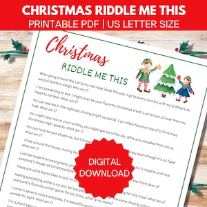 Christmas Riddle Me This, Christmas Party Game, Christmas Trivia Game, Christmas Game For Kids, Christmas Riddles, Printable PDF