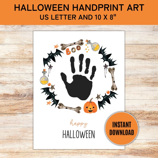 Halloween Handprint Art, Fall Handprint Craft, Toddler Handprint Art, Preschool Halloween, Daycare Printable, Halloween Decor Handprint, PDF