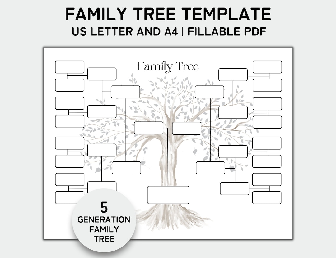 family-tree-template-5-generation-family-tree-chart-printable-for-family-reunion-gifts-pedigree-chart-genealogy-chart-fillable-pdf-etsy for Family Tree Printable Forms Free Family Tree Template 5 Generation, Family Tree Chart, Printable for Family Reunion Gifts, Pedigree Chart, Genealogy Chart, Fillable PDF - Etsy for Family Tree Printable Forms Free