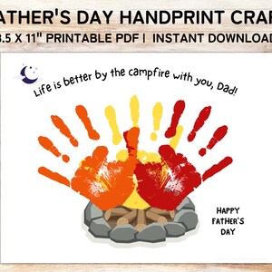 Father's Day Handprint Art, Printable Handprint Craft, Handprint Keepsake Gift, Dad Gift from Kids, DIY Gift for Dad