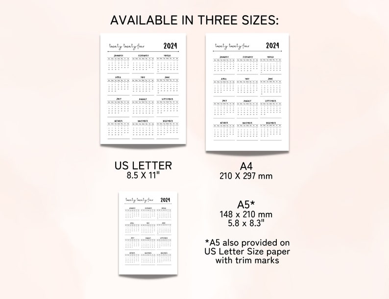 2024 2025 Printable Calendar 2024 Yearly Calendar Year on - Etsy 2024 2025 Printable Calendar 2024 Yearly Calendar Year on - Etsy