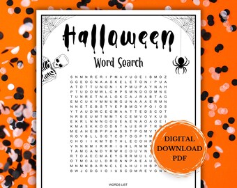 Halloween Word Search, Printable Halloween Game for Kids, Adult Halloween Game, Halloween Puzzle, Teen Halloween Game, Halloween Party Idea