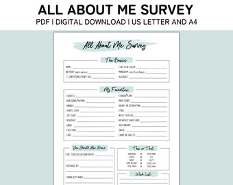 Employee Favorite Things List Printable, All About Me Employee Survey, Employee Recognition Questionnaire, Get to Know You Favorites List