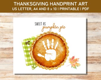 Thanksgiving Handprint Art, Fall Handprint, Pumpkin Craft, Toddler Handprint Activity, Instant Download, Printable PDF
