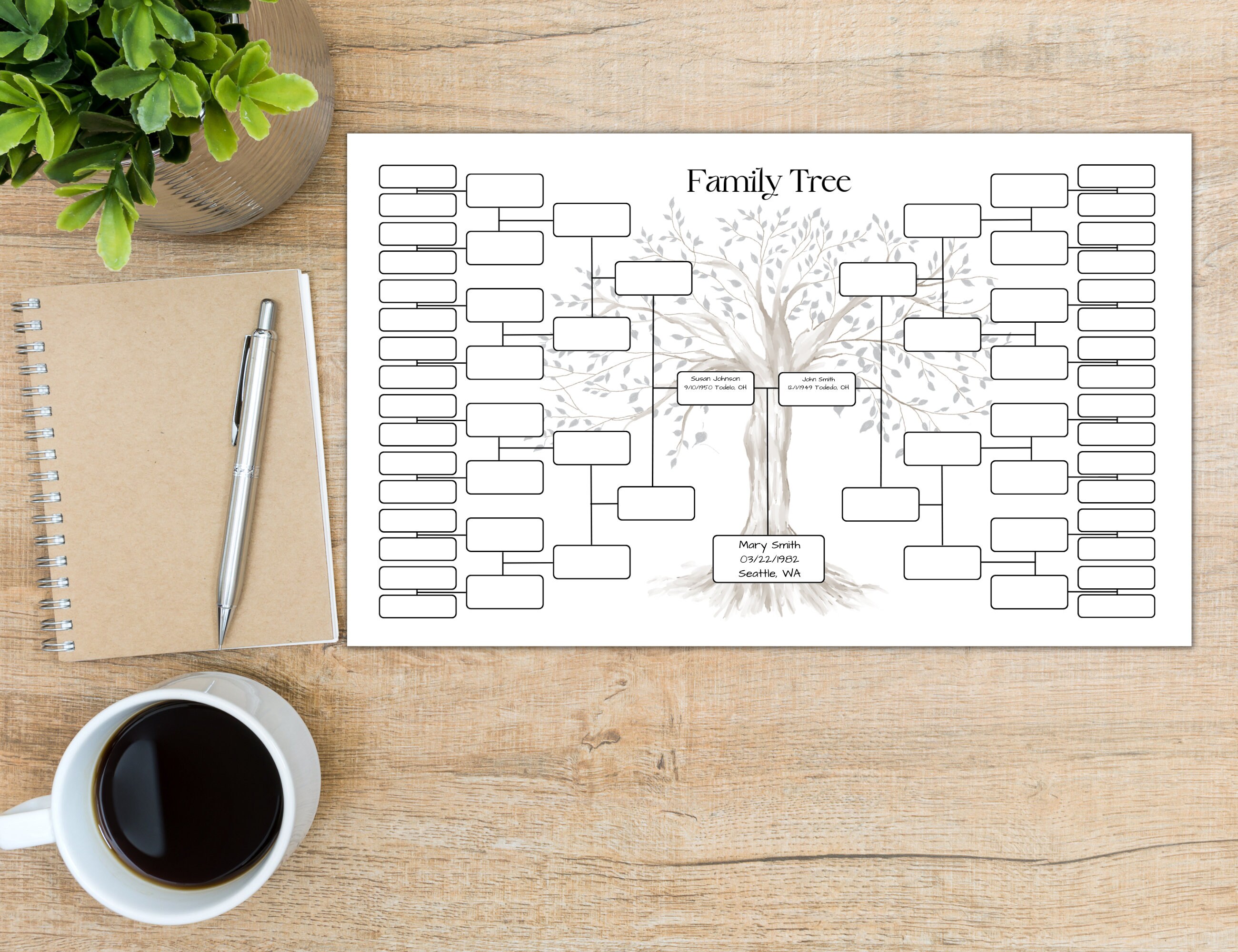 Family Tree Template 6 Generation Family Tree Chart - Etsy Canada